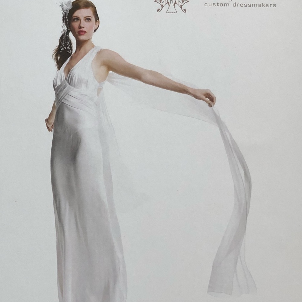 Draped ivory wedding dress silk and chiffon NWOT